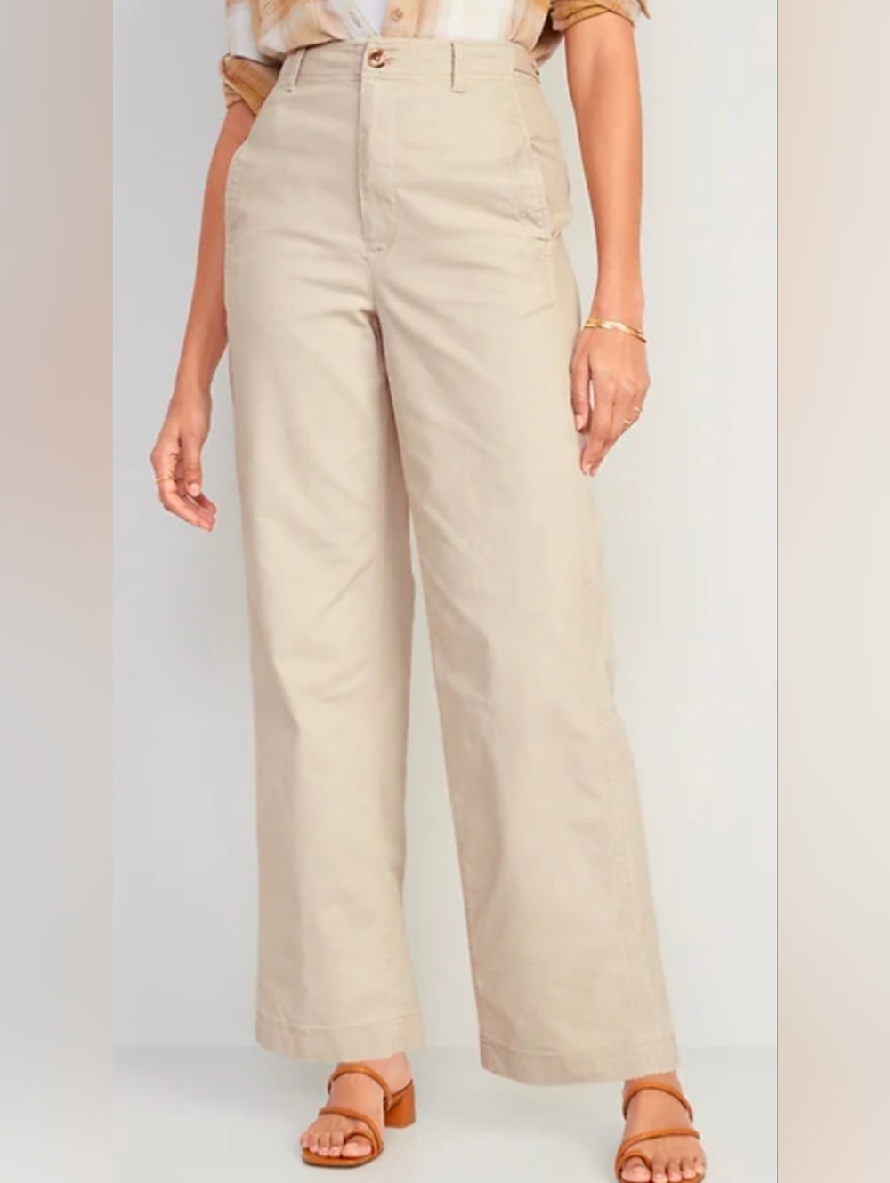 Wide-Leg Cream Cotton Utility Pants